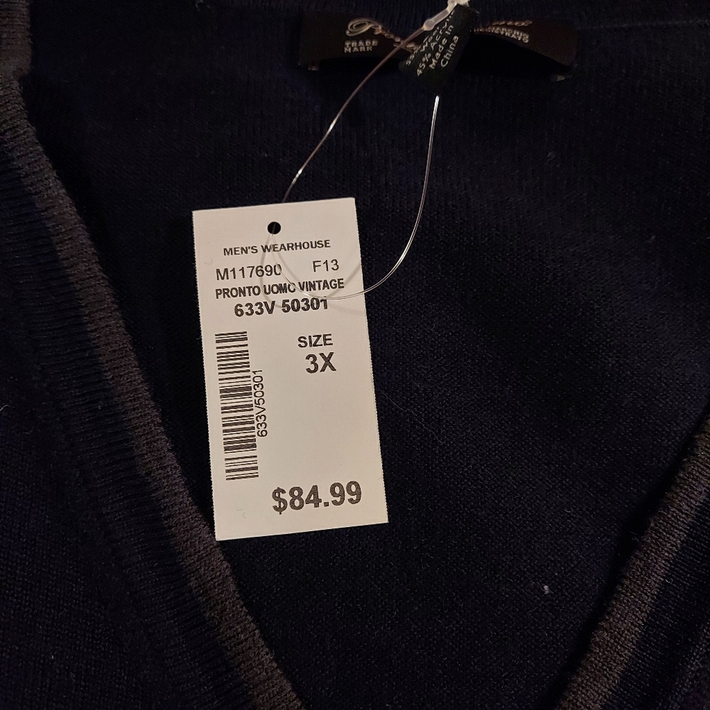 Dress sweater vest color is deep dark blue